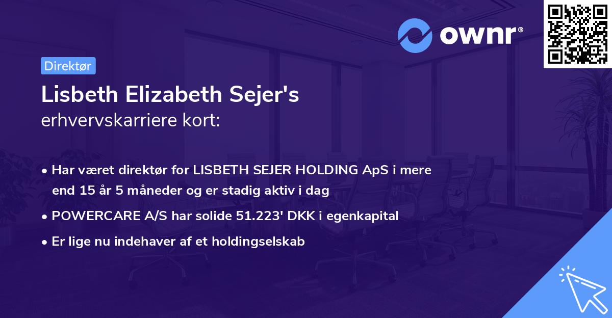 Lisbeth Elizabeth Sejer's erhvervskarriere kort