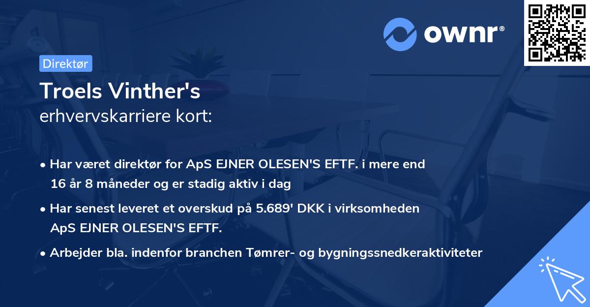 Troels Vinther's erhvervskarriere kort
