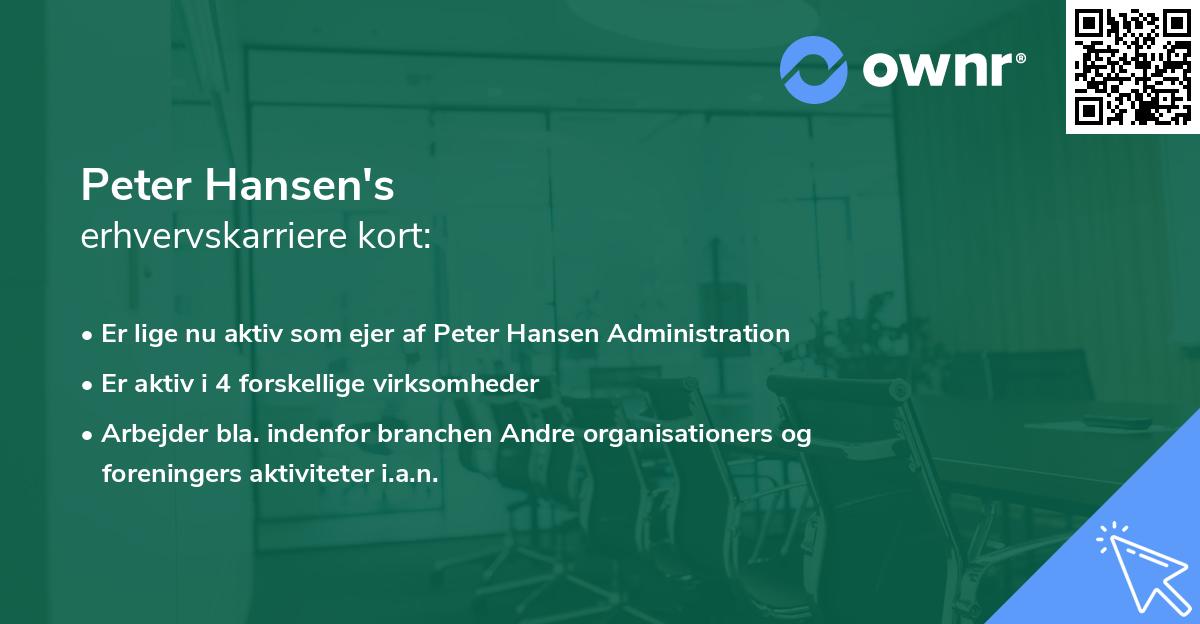 Peter Hansen's erhvervskarriere kort