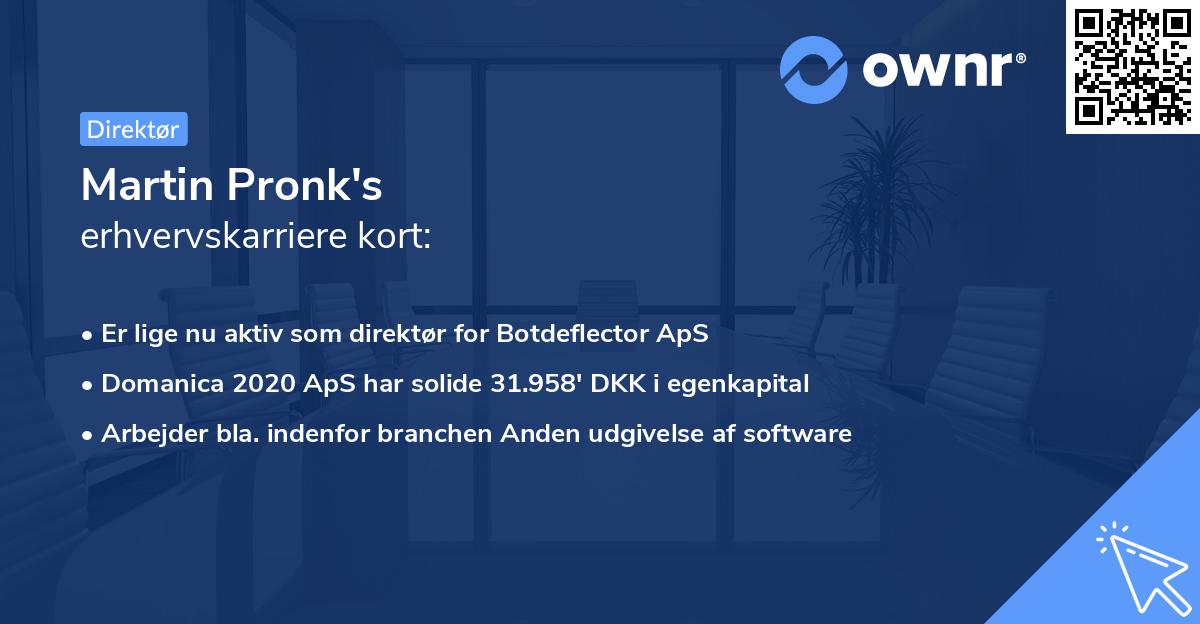 Martin Pronk's erhvervskarriere kort