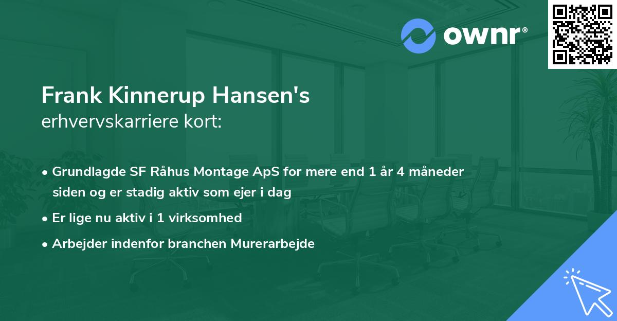 Frank Kinnerup Hansen's erhvervskarriere kort