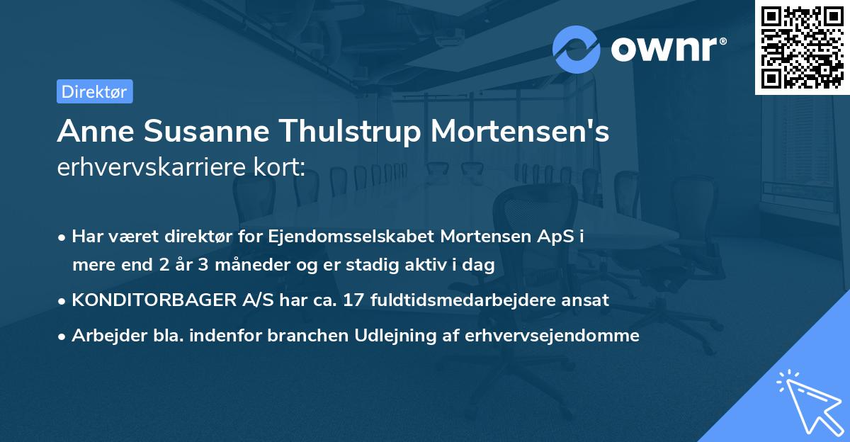 Anne Susanne Thulstrup Mortensen's erhvervskarriere kort