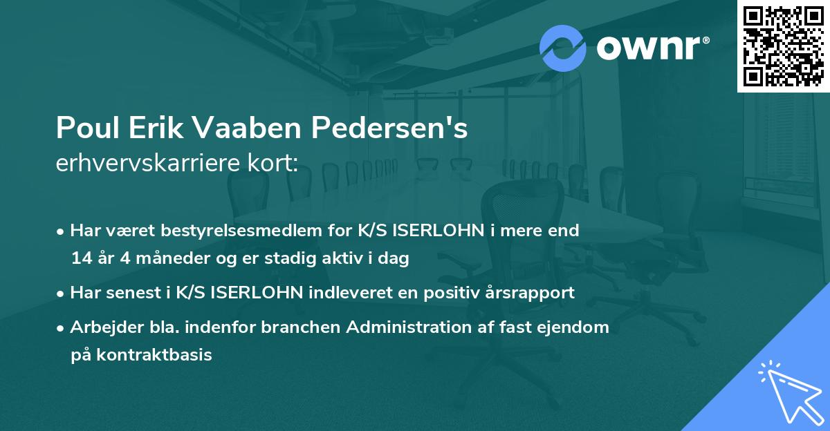 Poul Erik Vaaben Pedersen's erhvervskarriere kort
