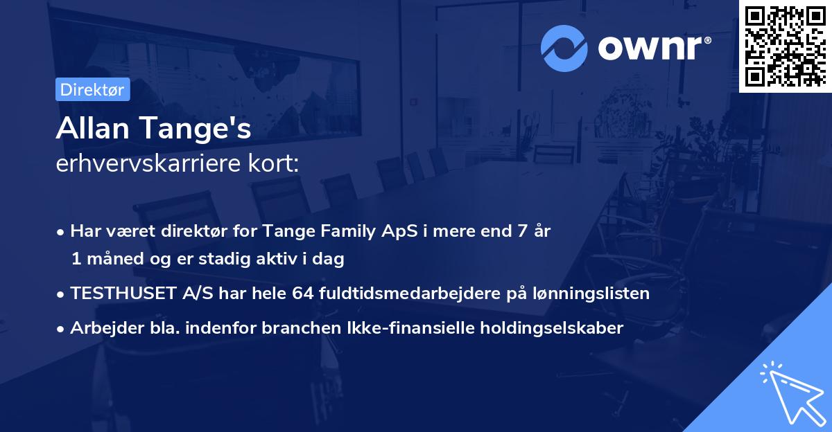 Allan Tange's erhvervskarriere kort