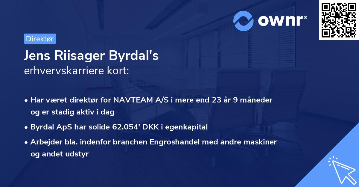 Jens Riisager Byrdal's erhvervskarriere kort