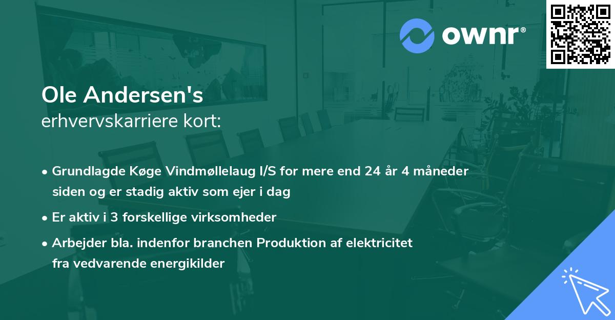 Ole Andersen's erhvervskarriere kort