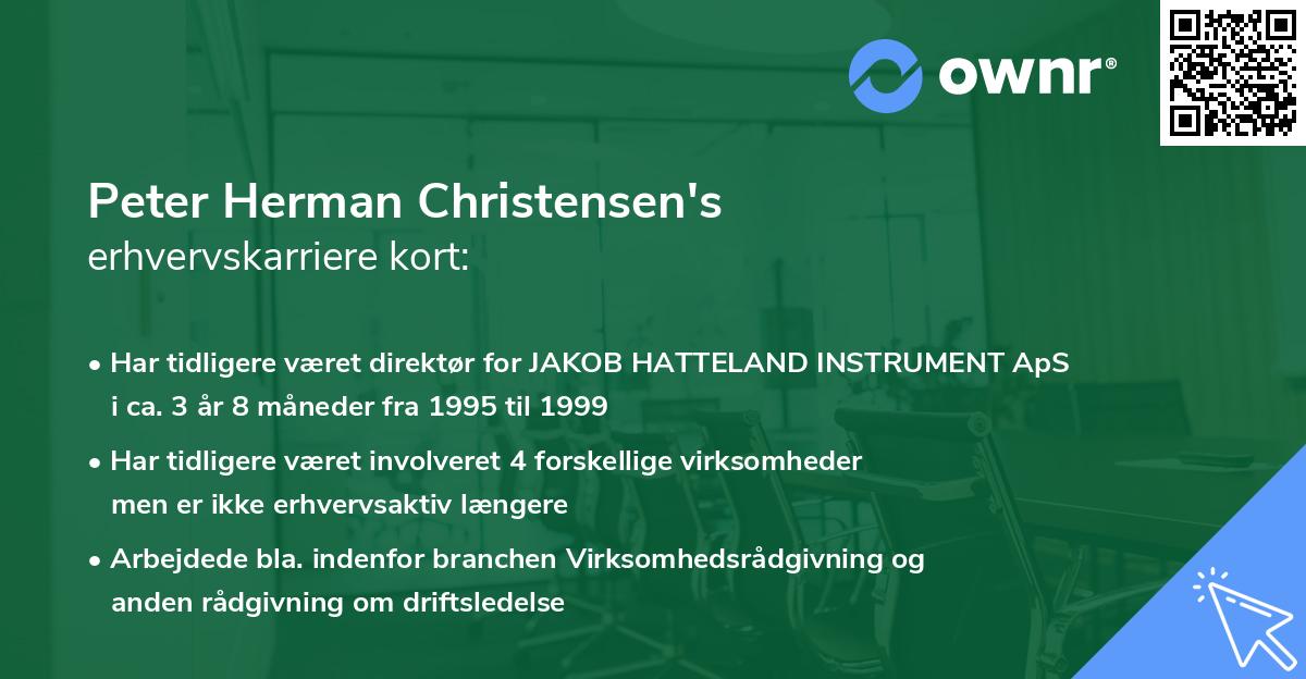 Peter Herman Christensen's erhvervskarriere kort