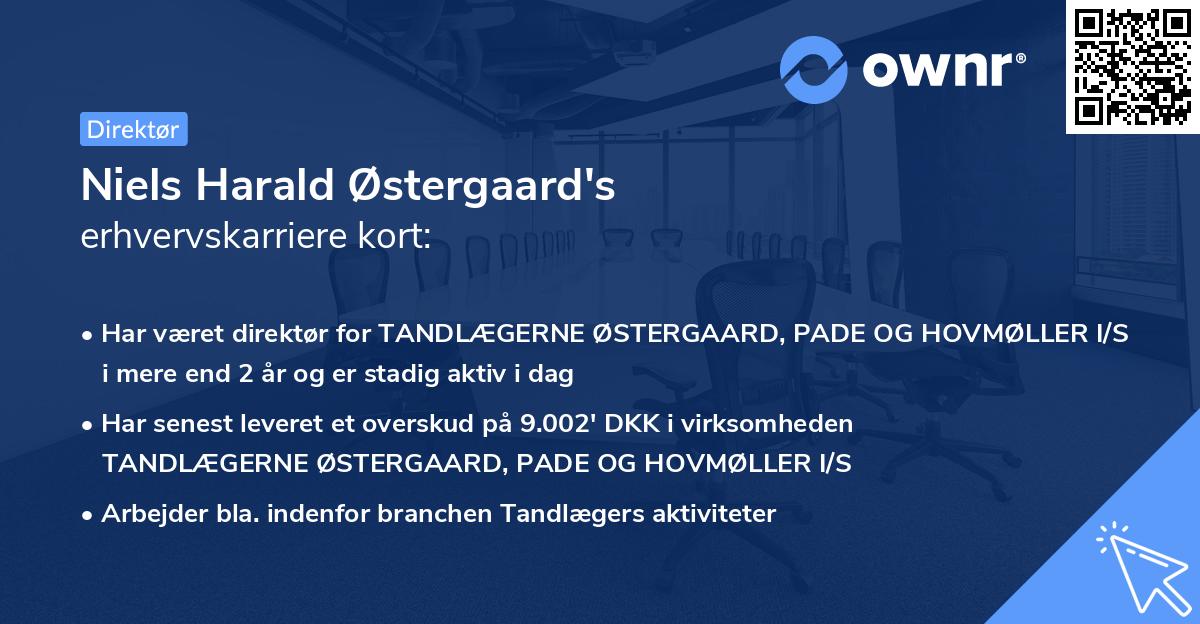 Niels Harald Østergaard's erhvervskarriere kort