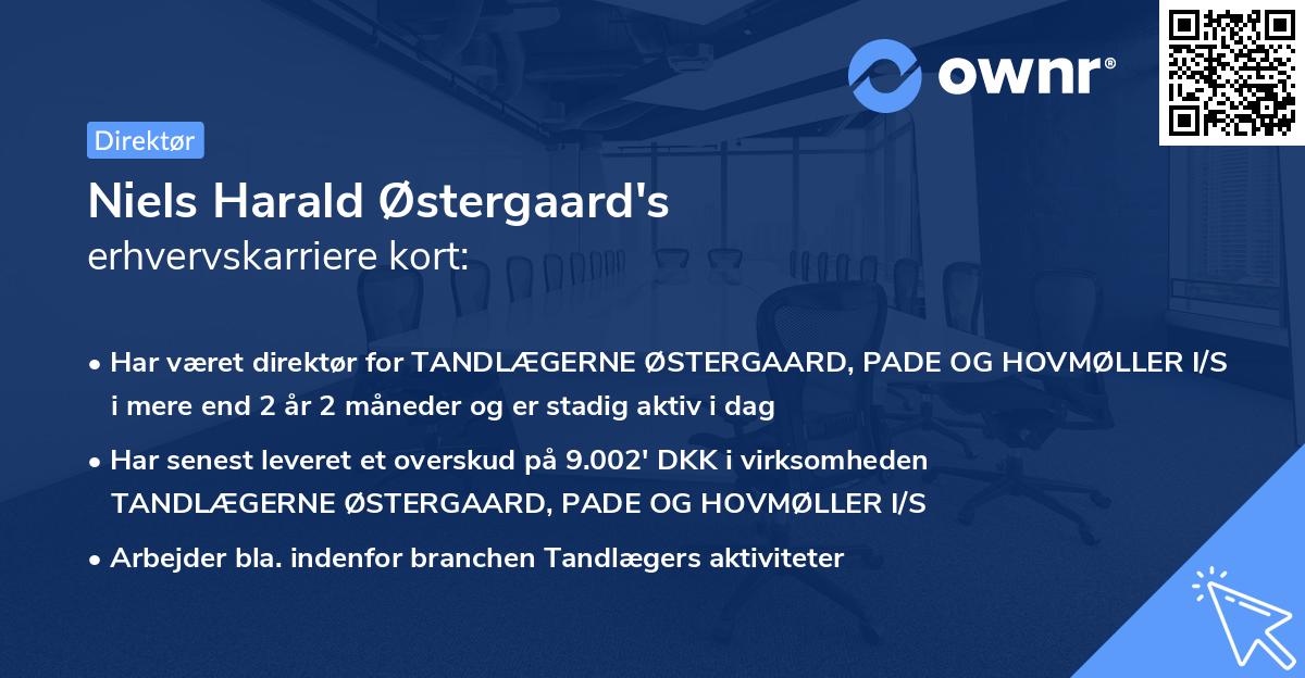 Niels Harald Østergaard's erhvervskarriere kort