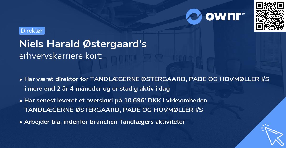 Niels Harald Østergaard's erhvervskarriere kort
