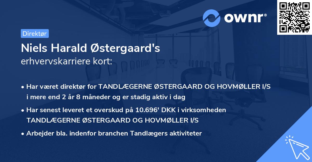 Niels Harald Østergaard's erhvervskarriere kort