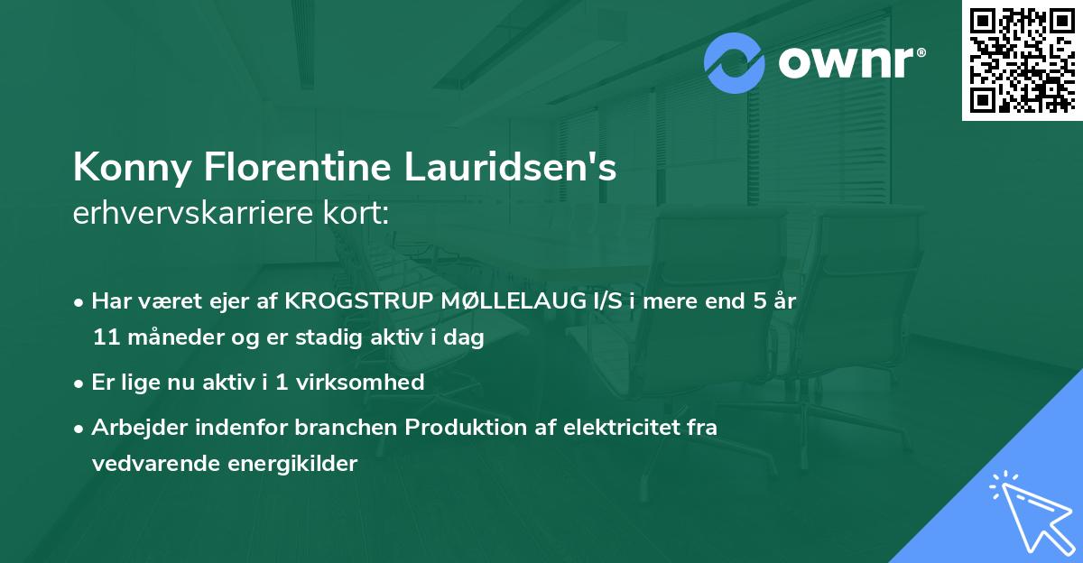 Konny Florentine Lauridsen's erhvervskarriere kort