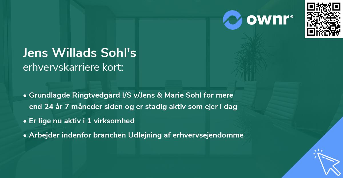 Jens Willads Sohl's erhvervskarriere kort