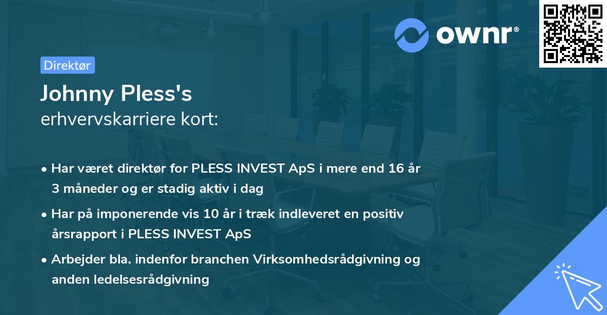 Johnny Pless's erhvervskarriere kort