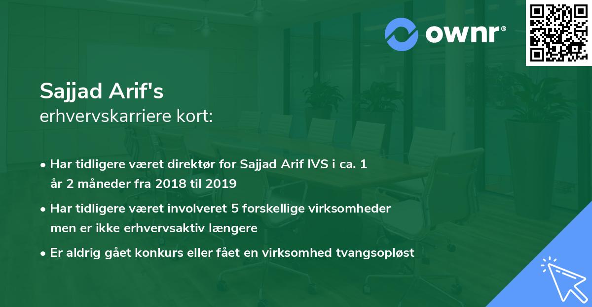 Sajjad Arif's erhvervskarriere kort