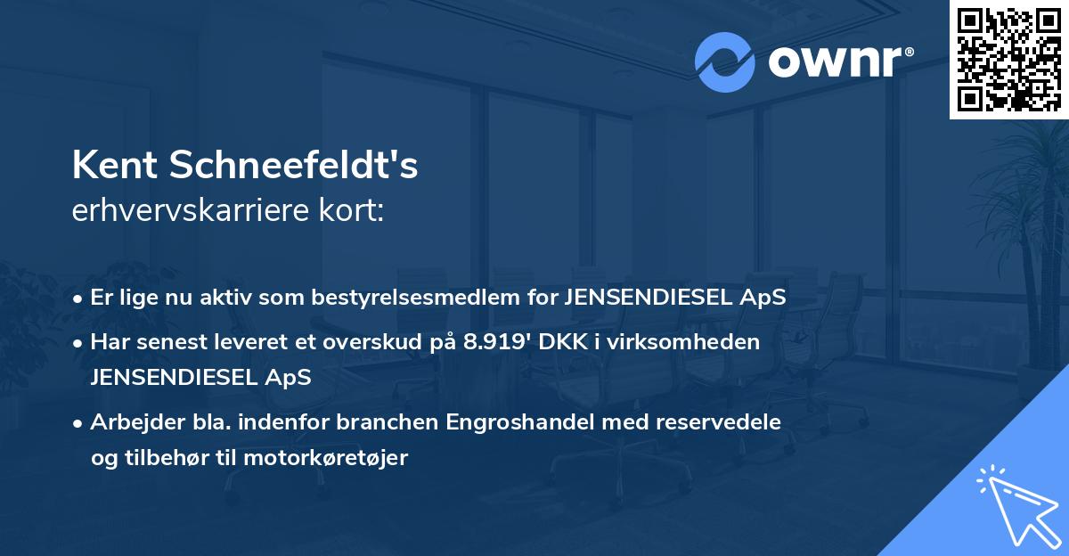 Kent Schneefeldt's erhvervskarriere kort