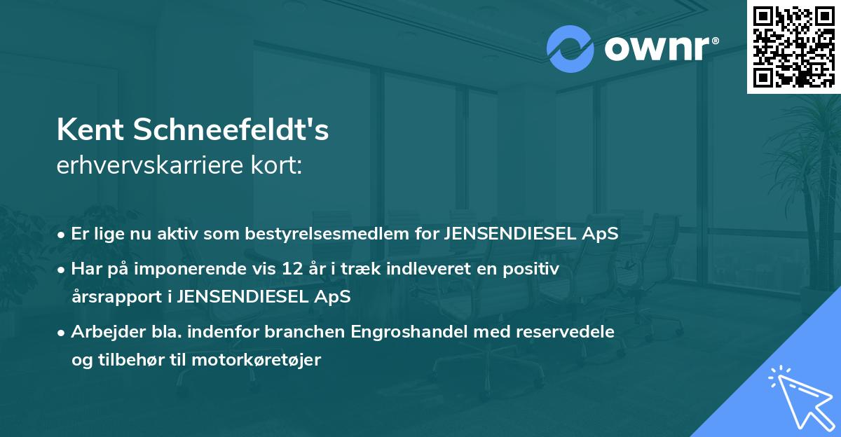 Kent Schneefeldt's erhvervskarriere kort