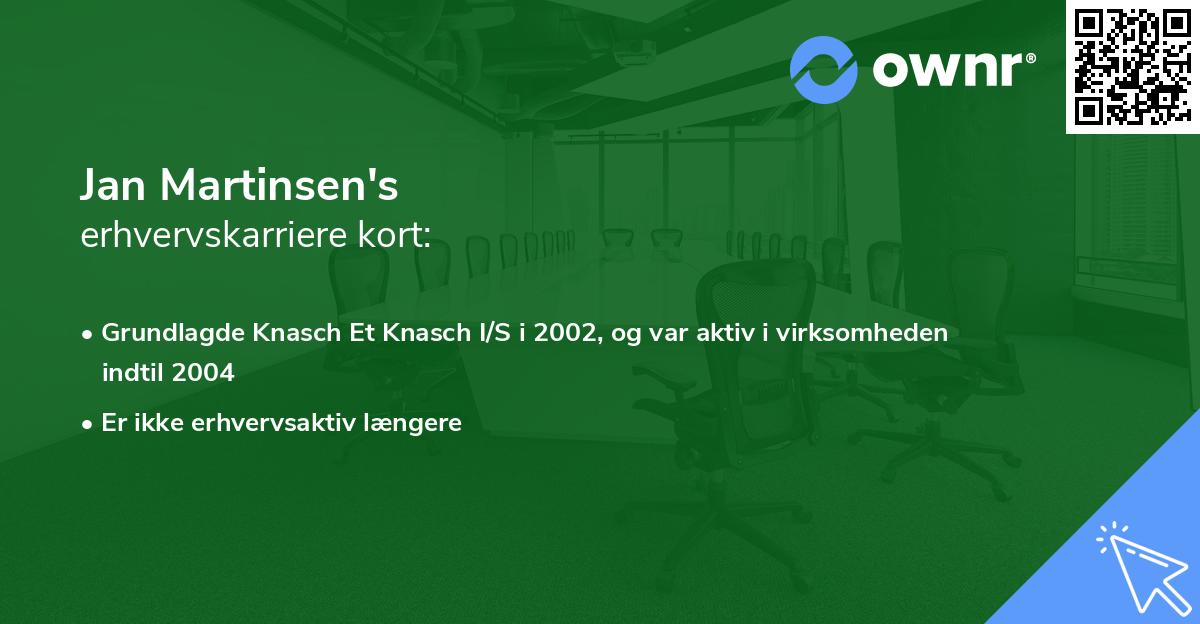 Jan Martinsen's erhvervskarriere kort