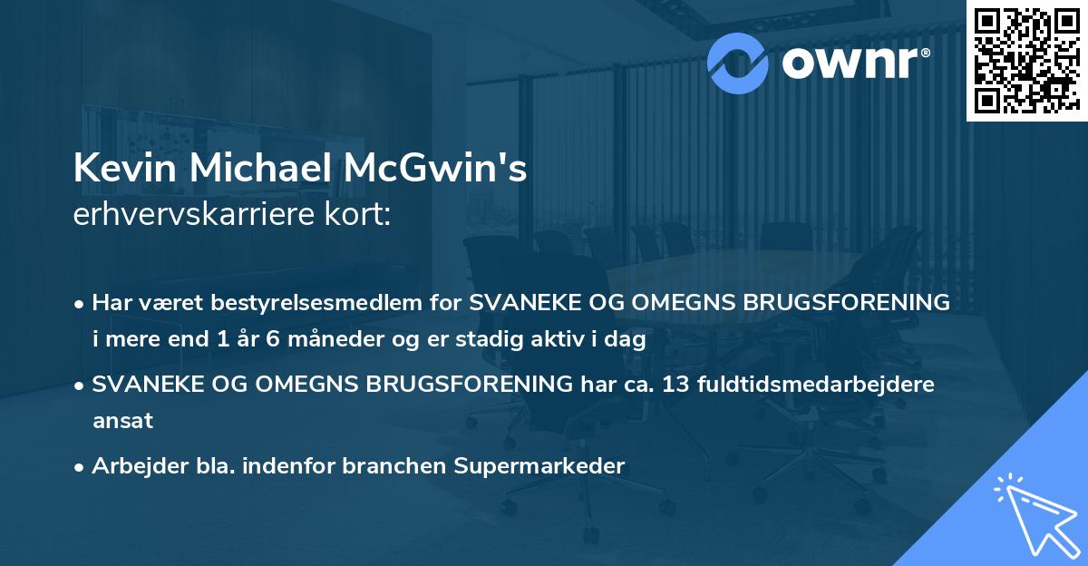 Kevin Michael McGwin's erhvervskarriere kort