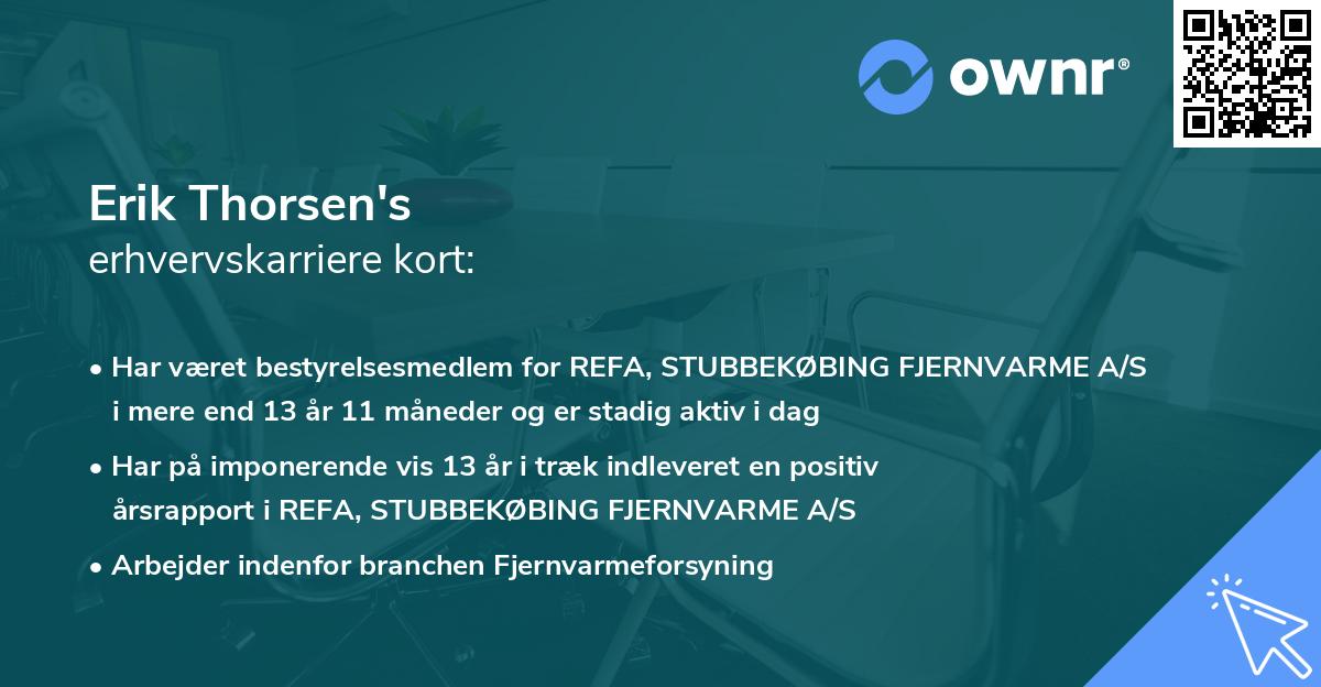 Erik Thorsen's erhvervskarriere kort