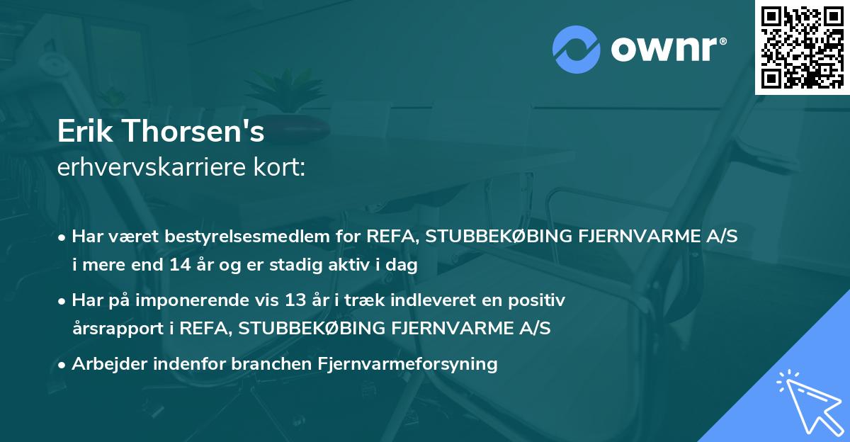 Erik Thorsen's erhvervskarriere kort