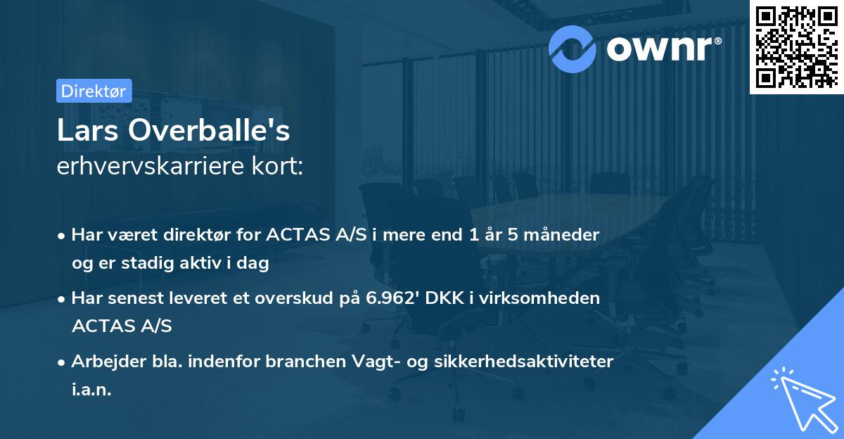 Lars Overballe's erhvervskarriere kort