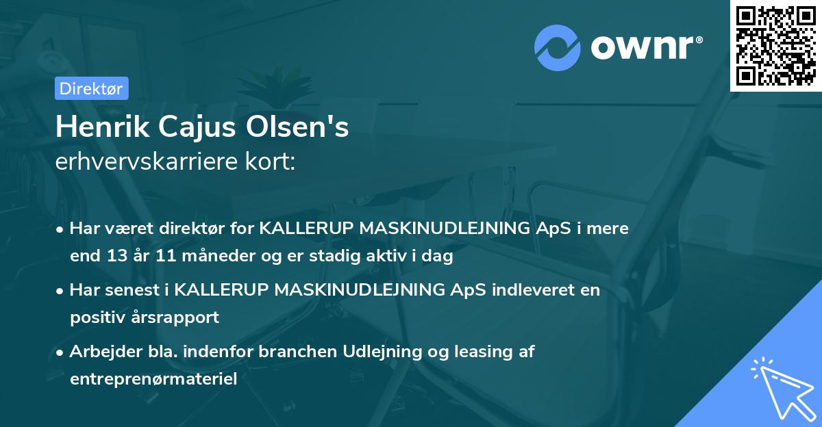 Henrik Cajus Olsen's erhvervskarriere kort
