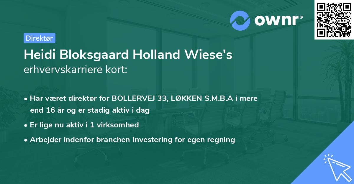 Heidi Bloksgaard Holland Wiese's erhvervskarriere kort
