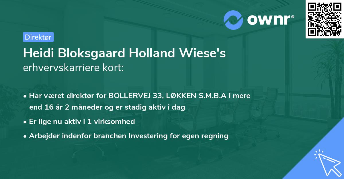 Heidi Bloksgaard Holland Wiese's erhvervskarriere kort