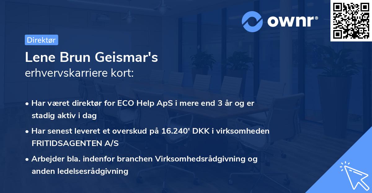 Lene Brun Geismar's erhvervskarriere kort