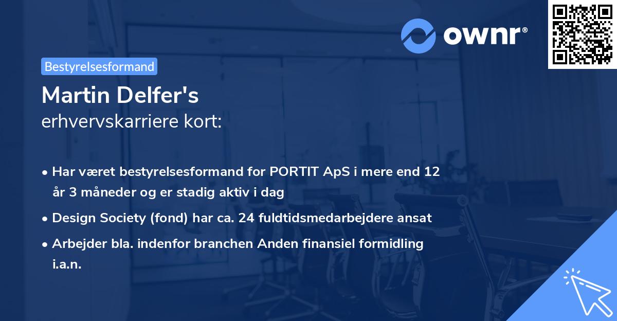 Martin Delfer's erhvervskarriere kort