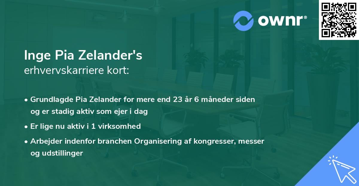 Inge Pia Zelander's erhvervskarriere kort