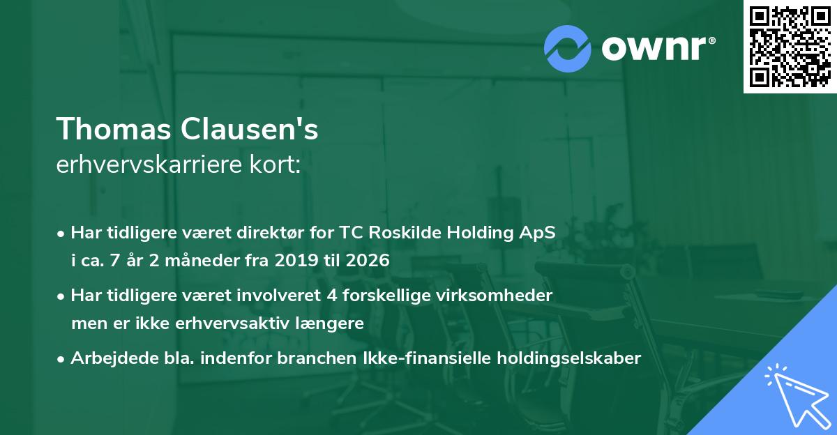 Thomas Clausen's erhvervskarriere kort