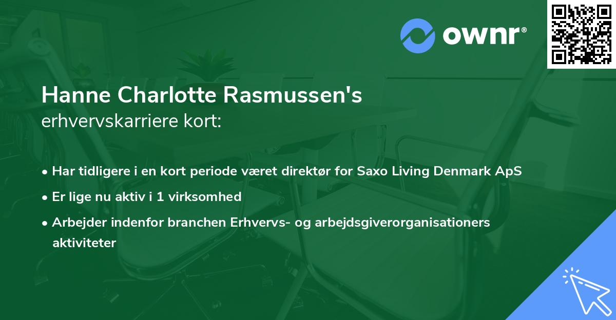 Hanne Charlotte Rasmussen's erhvervskarriere kort