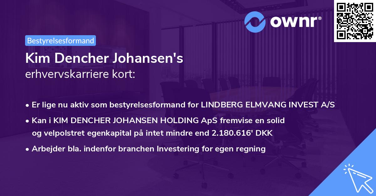 Kim Dencher Johansen's erhvervskarriere kort