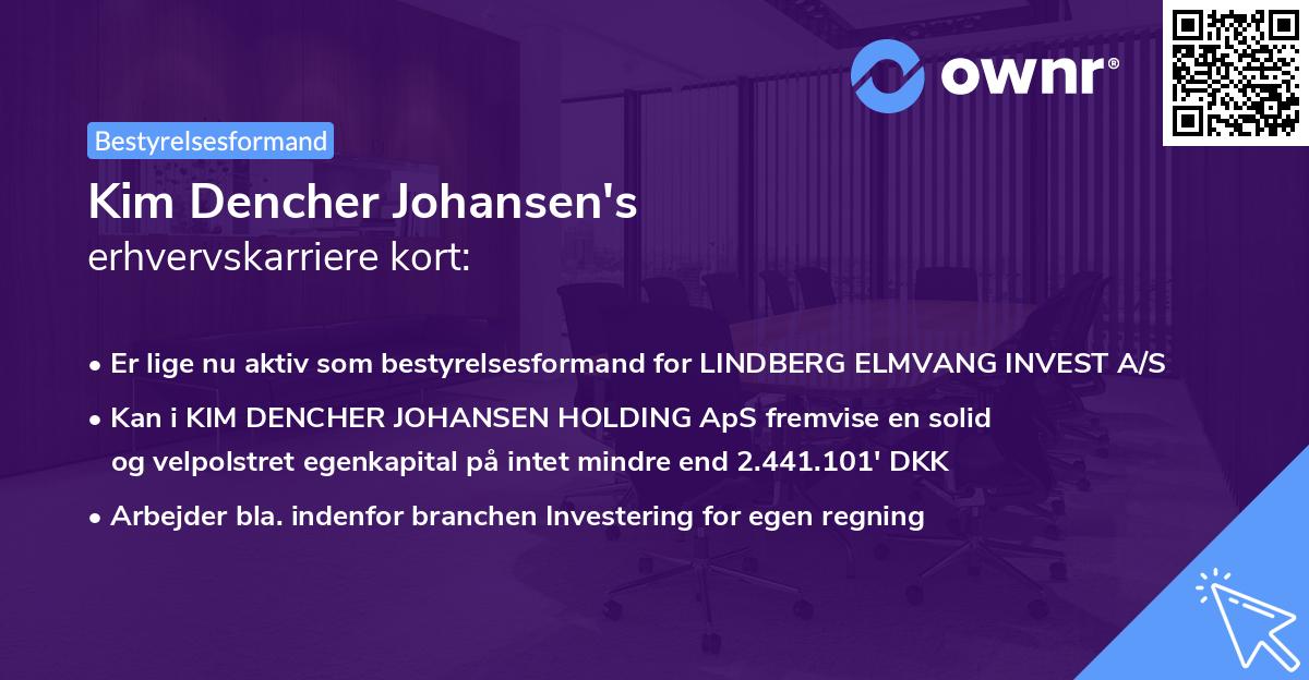 Kim Dencher Johansen's erhvervskarriere kort