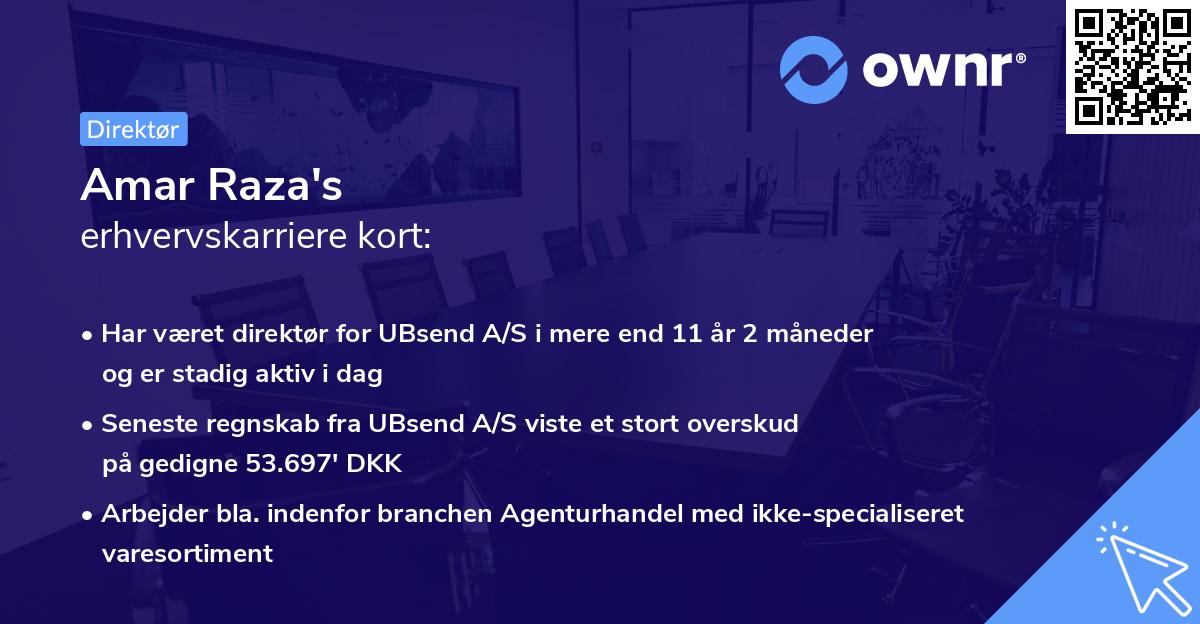 Amar Raza's erhvervskarriere kort
