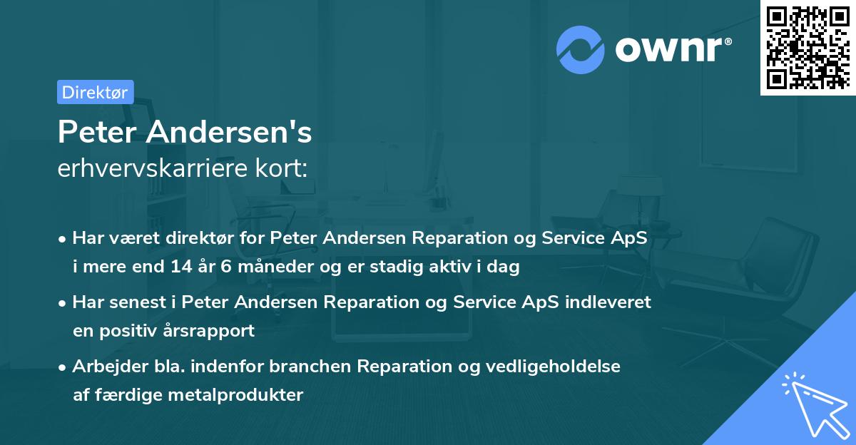 Peter Andersen's erhvervskarriere kort