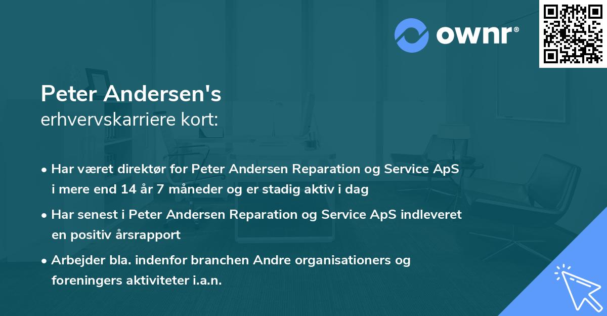 Peter Andersen's erhvervskarriere kort