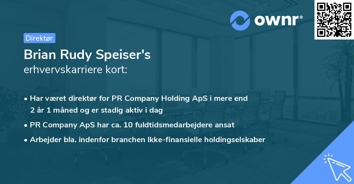Brian Rudy Speiser's erhvervskarriere kort