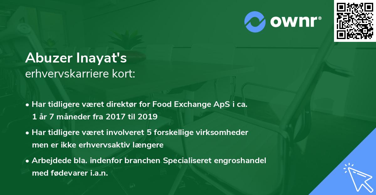 Abuzer Inayat's erhvervskarriere kort