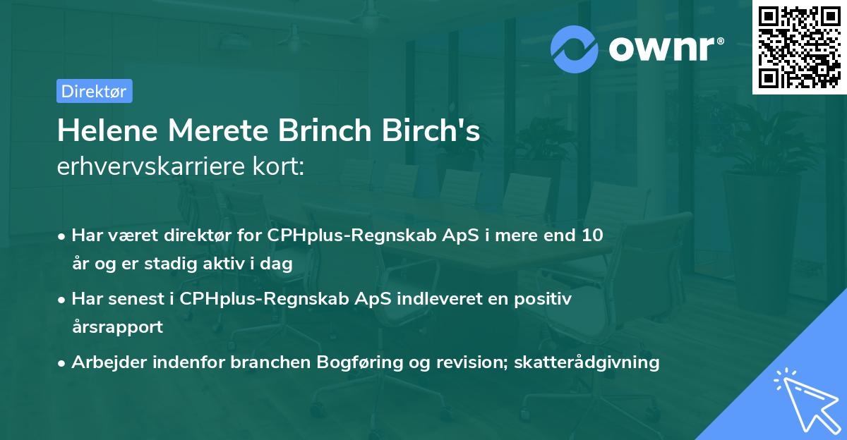 Helene Merete Brinch Birch's erhvervskarriere kort