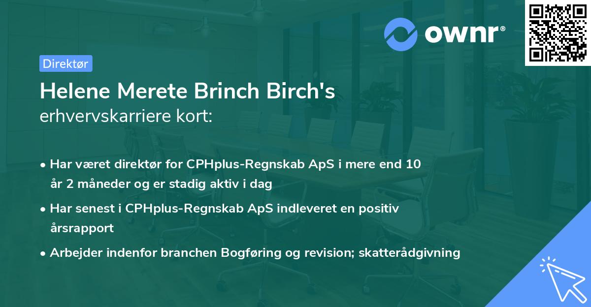 Helene Merete Brinch Birch's erhvervskarriere kort
