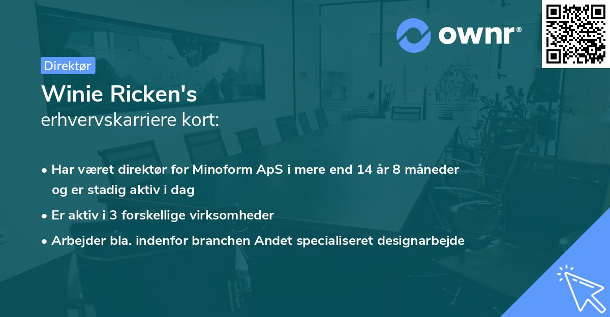 Winie Ricken's erhvervskarriere kort