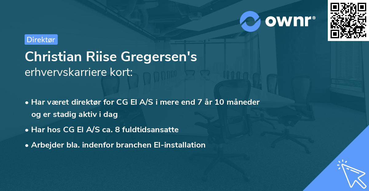 Christian Riise Gregersen's erhvervskarriere kort