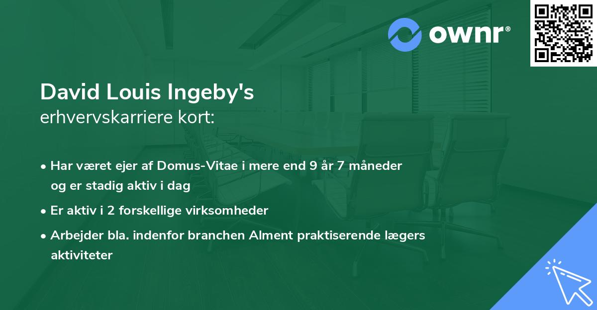 David Louis Ingeby's erhvervskarriere kort
