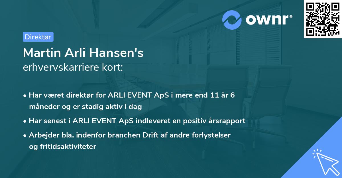 Martin Arli Hansen's erhvervskarriere kort
