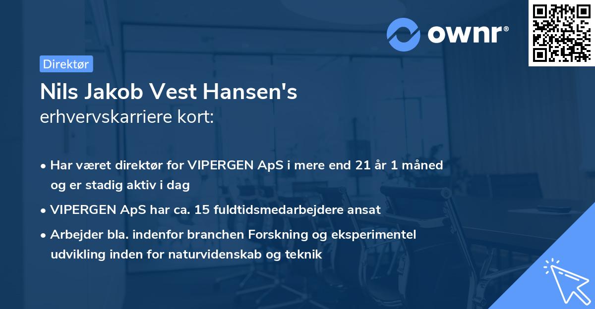 Nils Jakob Vest Hansen's erhvervskarriere kort