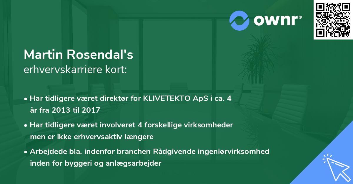 Martin Rosendal's erhvervskarriere kort