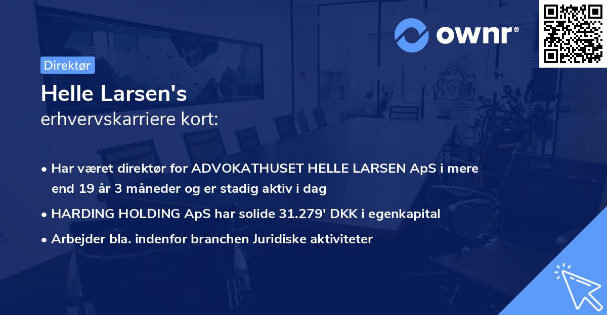 Helle Larsen's erhvervskarriere kort